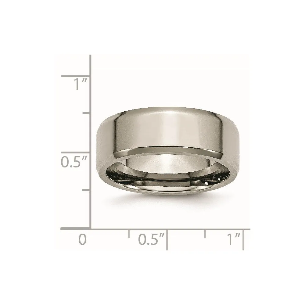 Titanium Beveled Edge 8mm Polished Band | TB157
