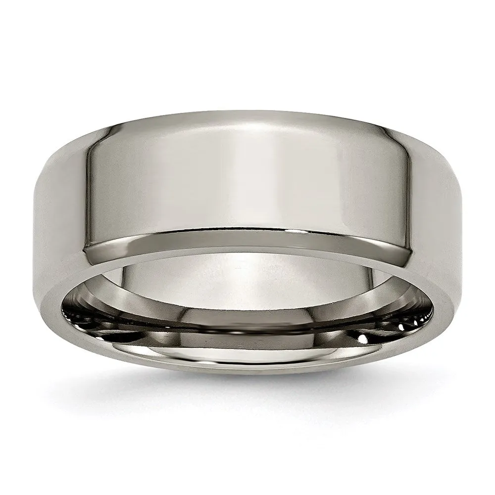 Titanium Beveled Edge 8mm Polished Band | TB157