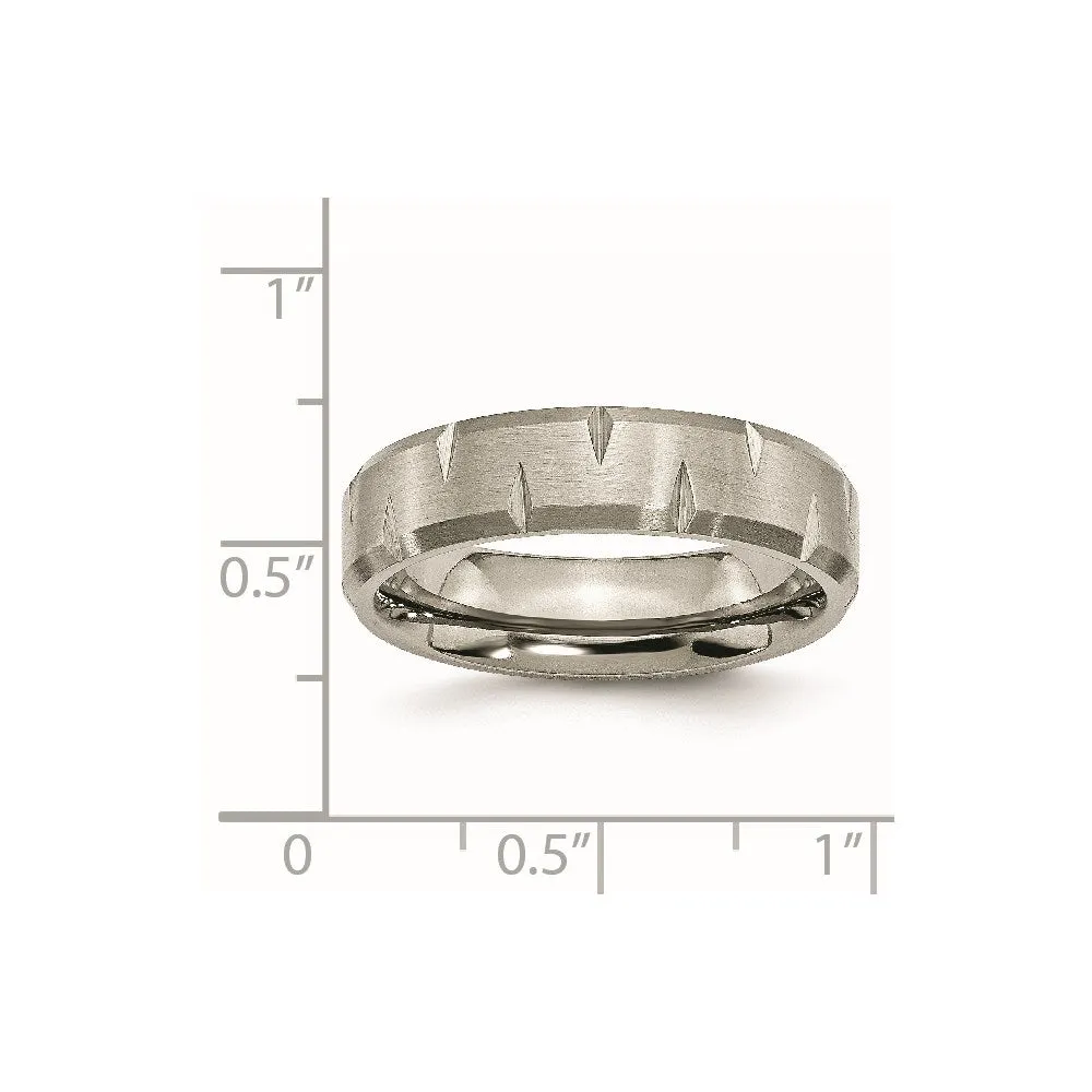 Titanium Beveled Edge Notched 6mm Brushed Band | TB234