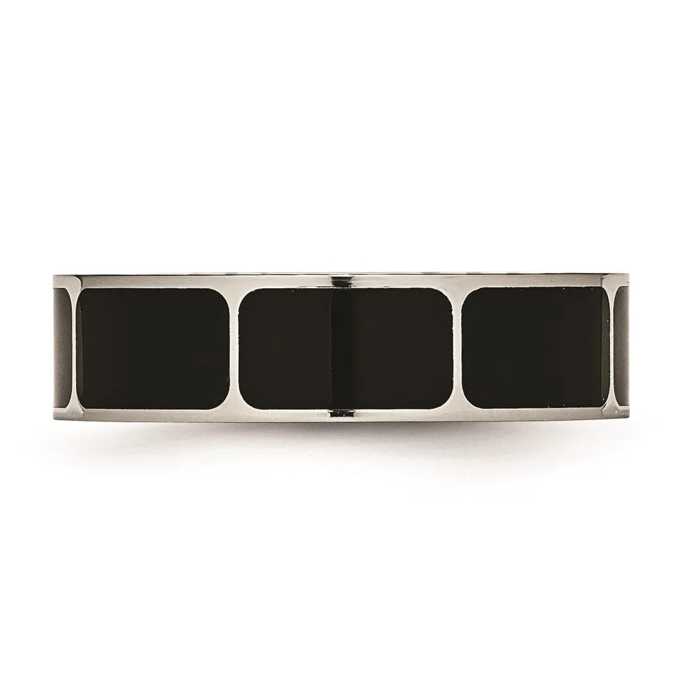Titanium Black Enamel Flat 6mm Polished Band | TB205
