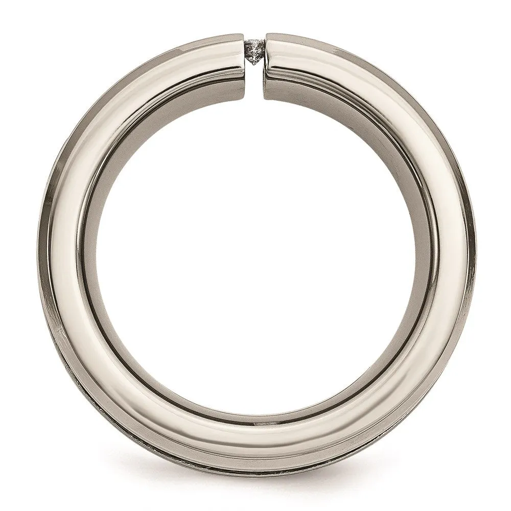 Titanium Black IP-plated Cable and Diamonds Polished/Brushed Band | TB266AA
