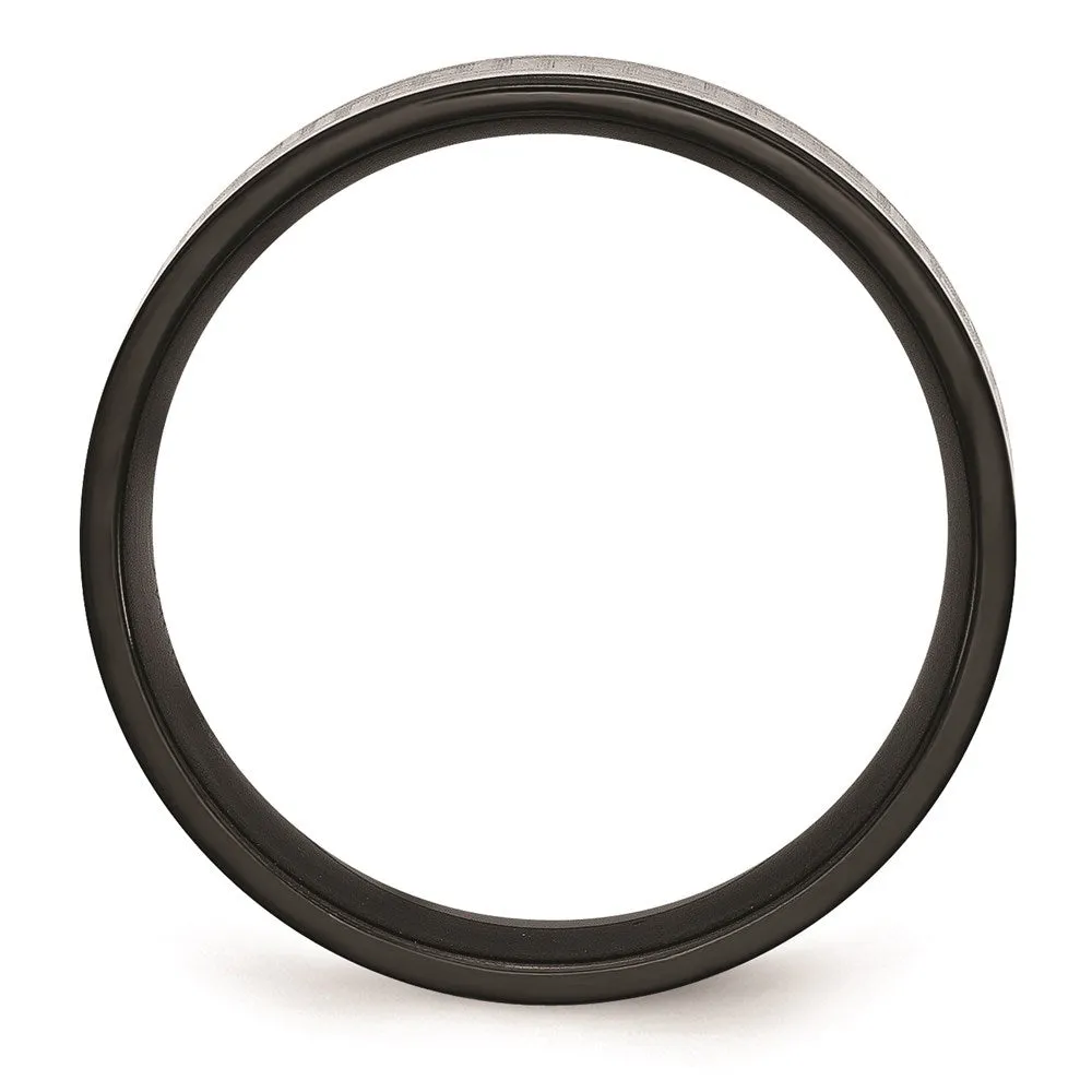 Titanium Black IP-plated Greek Key Laser Etched 6mm Brushed/Polished Band | TB363
