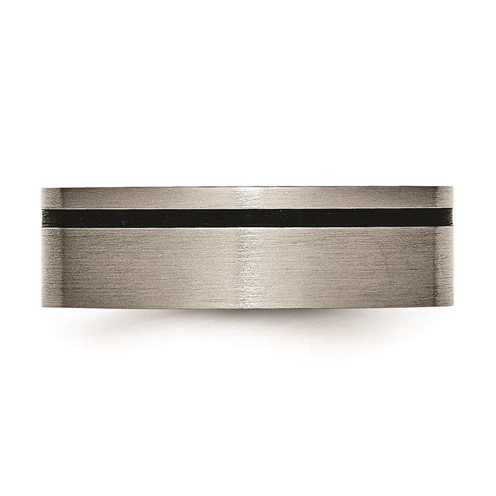Titanium Black Rubber Flat 7mm Brushed Band | TB169