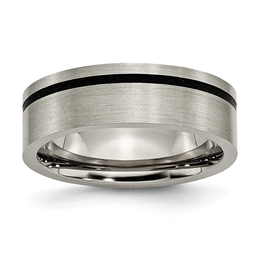 Titanium Black Rubber Flat 7mm Brushed Band | TB169