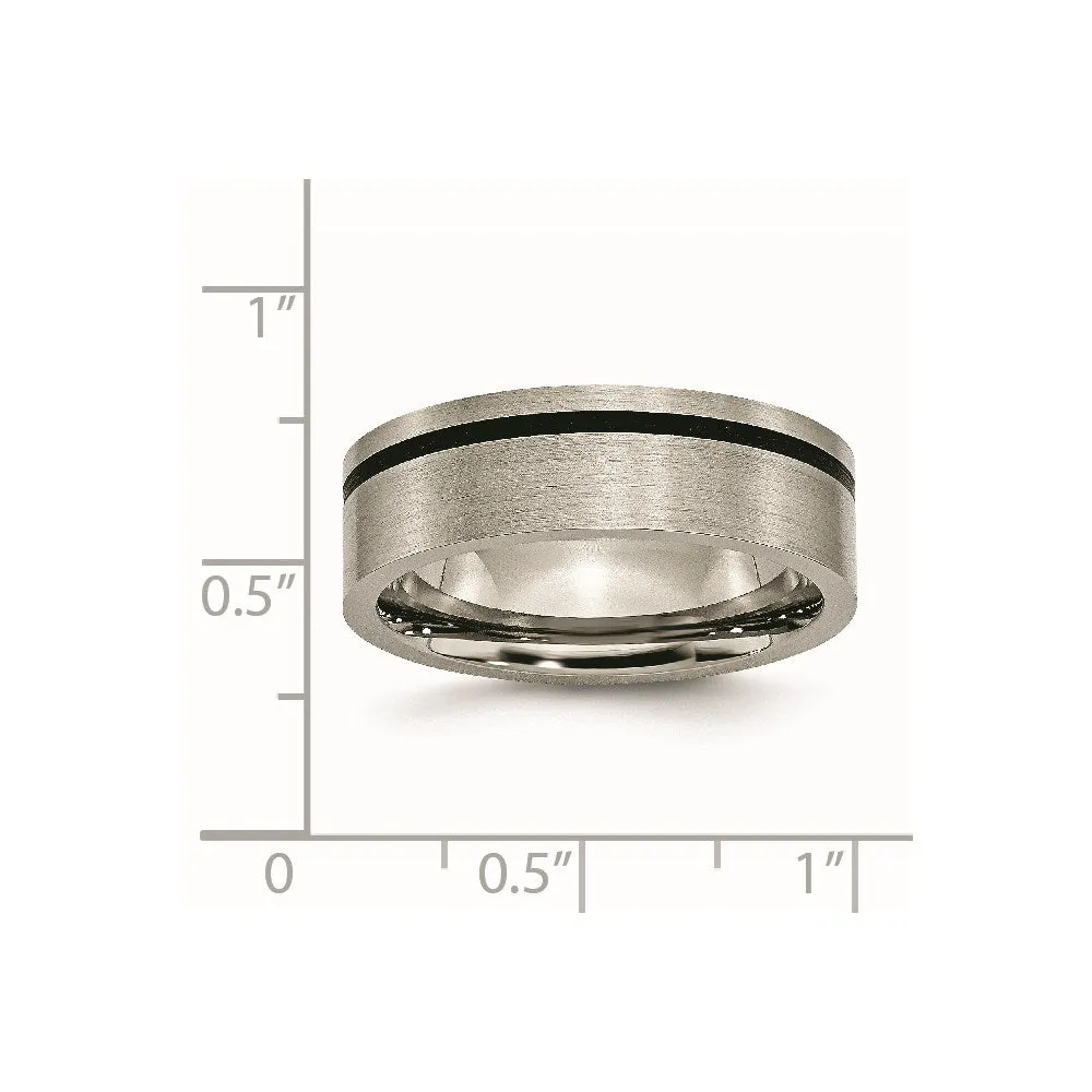 Titanium Black Rubber Flat 7mm Brushed Band | TB169