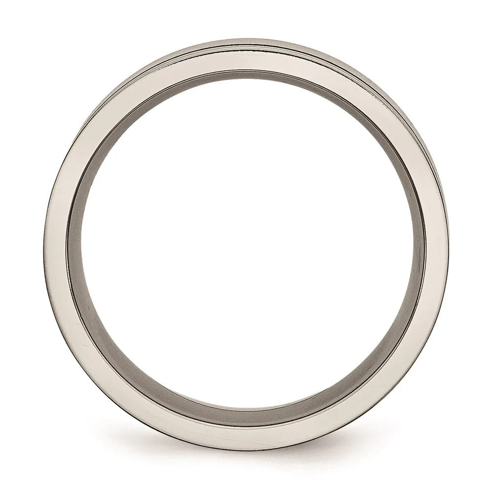Titanium Black Rubber Flat 7mm Brushed Band | TB169
