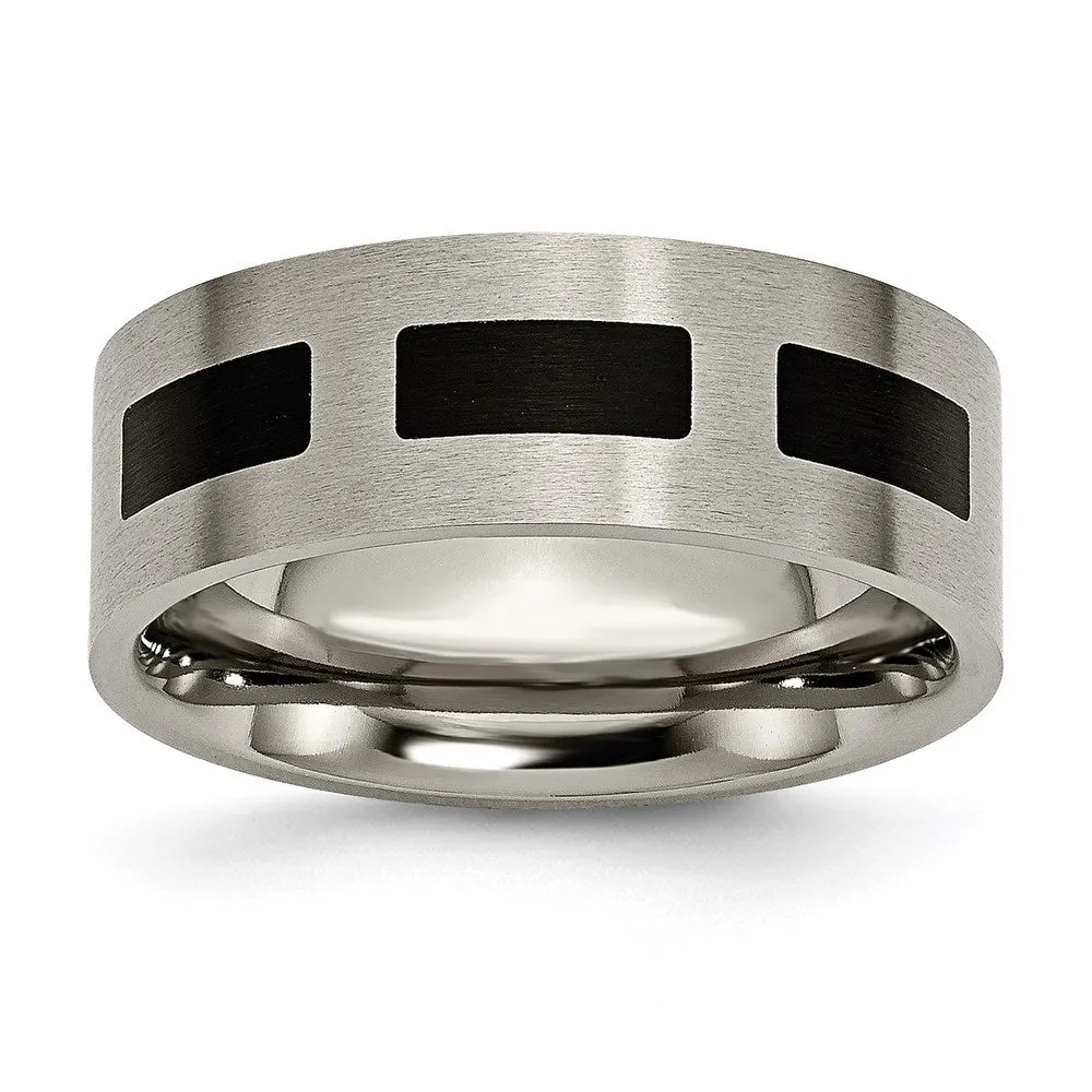 Titanium Black Rubber Flat 8mm Brushed Band | TB185