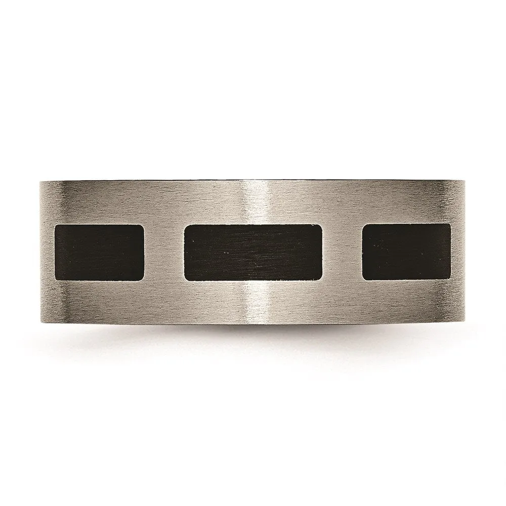 Titanium Black Rubber Flat 8mm Brushed Band | TB185
