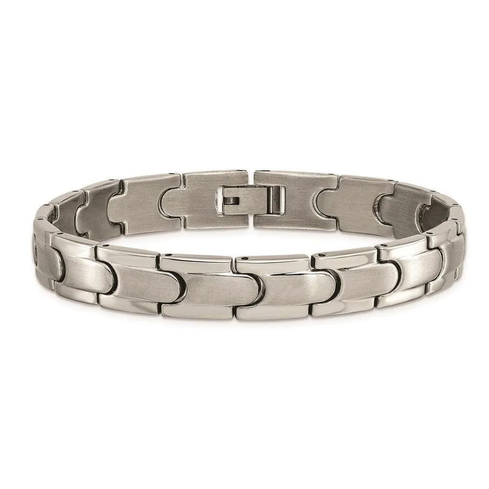 Titanium Brushed and Polished w/Syn. Germanium 8.5in Link Bracelet