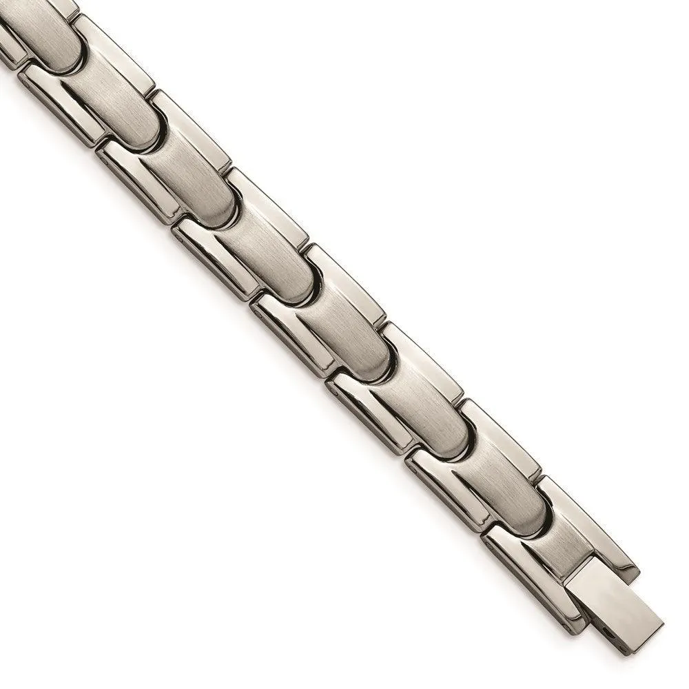 Titanium Brushed and Polished w/Syn. Germanium 8.5in Link Bracelet 
