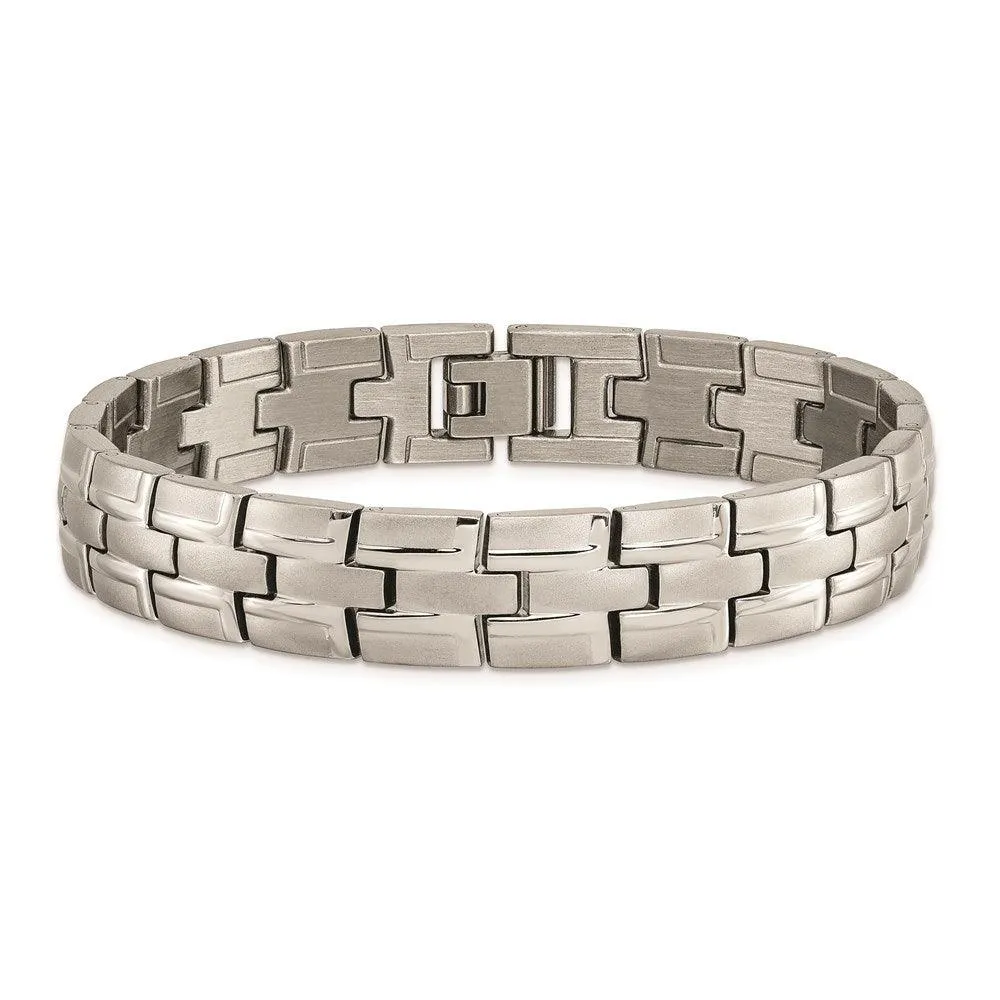 Titanium Brushed and Polished w/Syn. Germanium 8.5in Link Bracelet