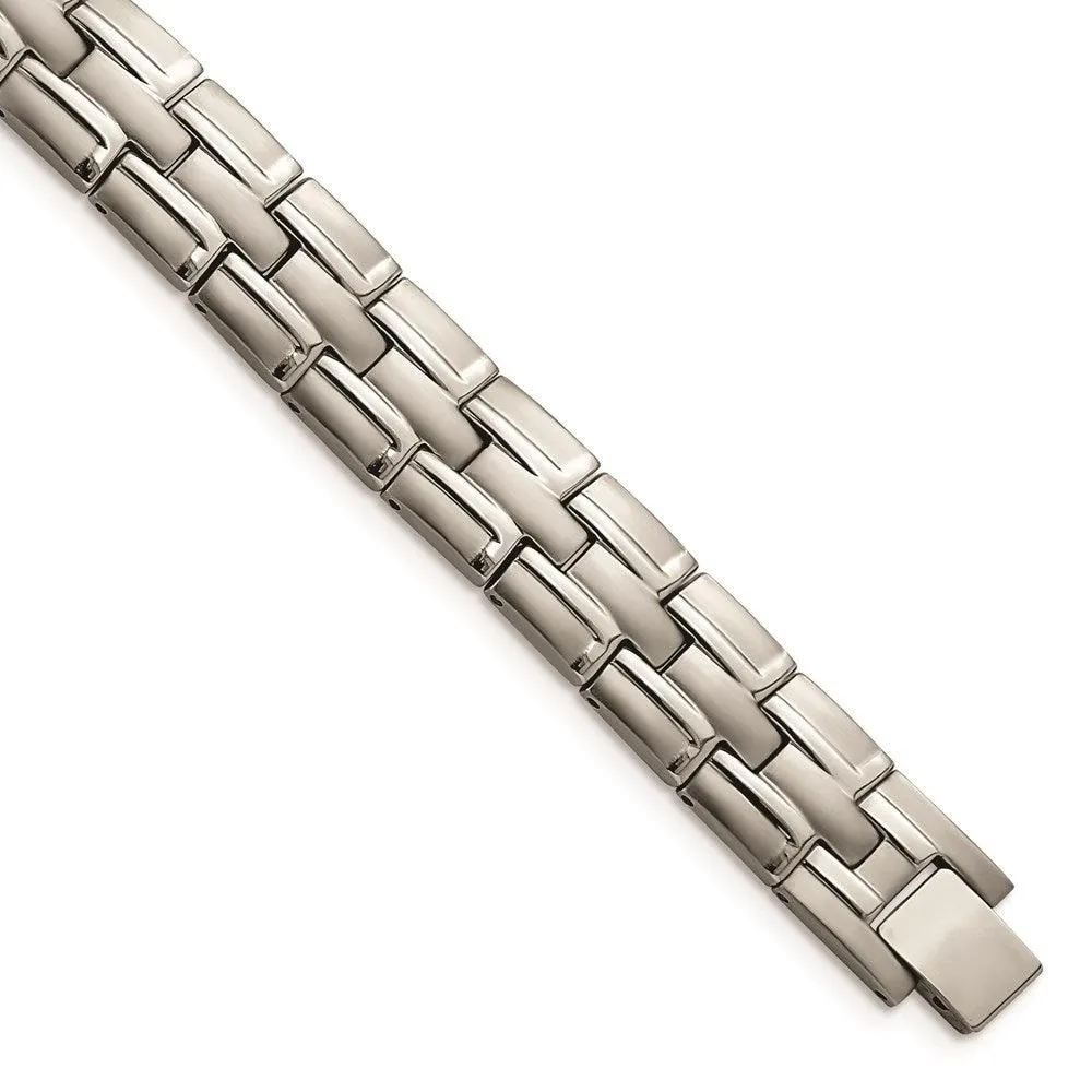 Titanium Brushed and Polished w/Syn. Germanium 8.5in Link Bracelet 