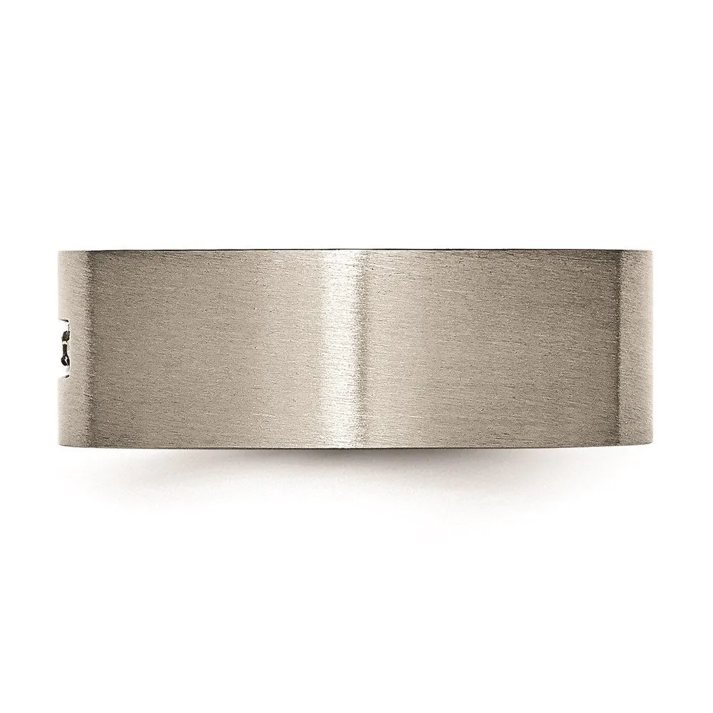 Titanium Brushed Diamond Cross Flat Band | TB444A