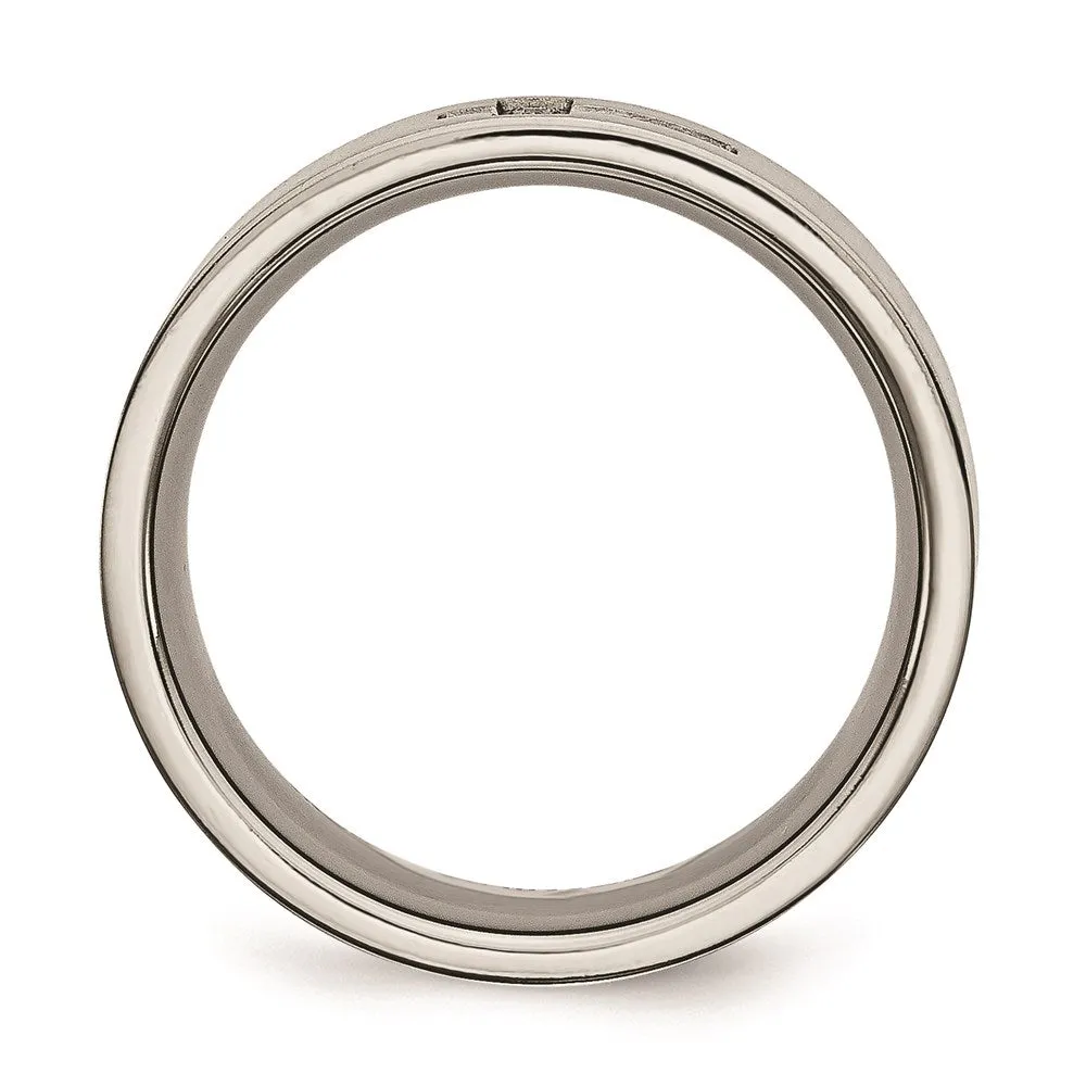 Titanium Brushed Diamond Cross Flat Band | TB444A