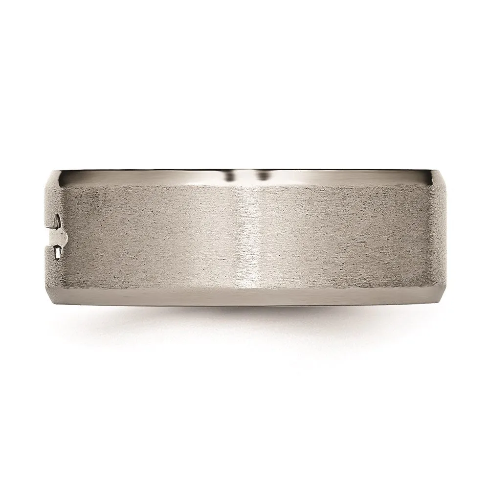 Titanium Cross Design 8mm Satin Beveled Edge Band | TB335