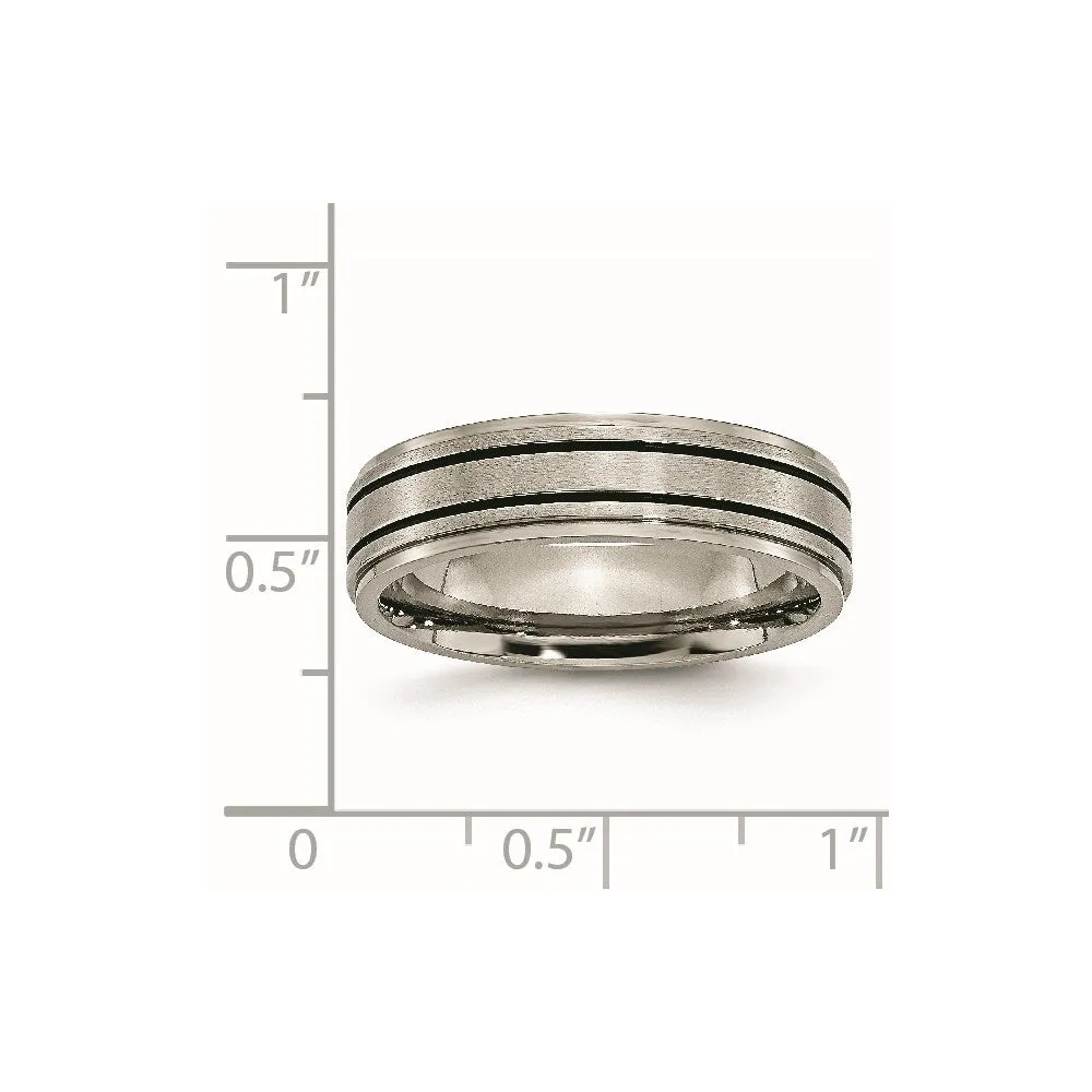 Titanium Enameled Flat 6mm Satin & Polished Band | TB336