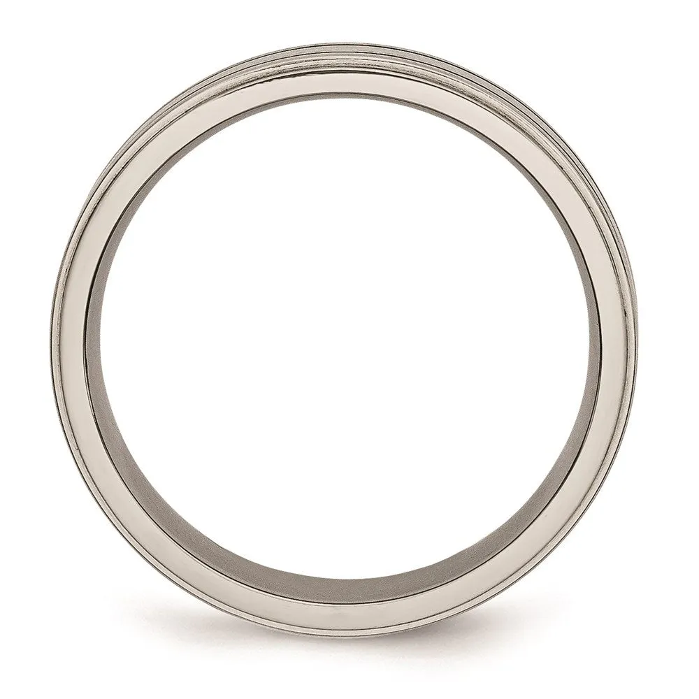 Titanium Enameled Flat 6mm Satin & Polished Band | TB336