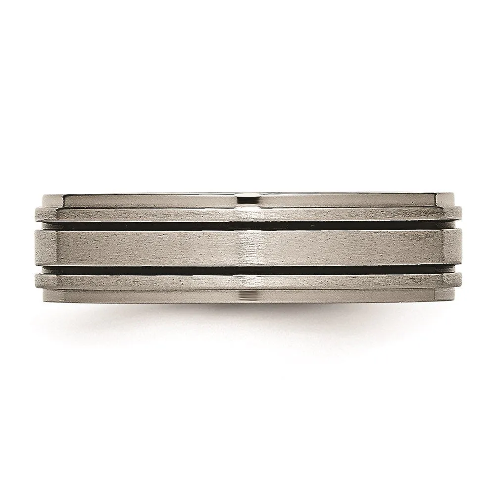 Titanium Enameled Flat 6mm Satin & Polished Band | TB336
