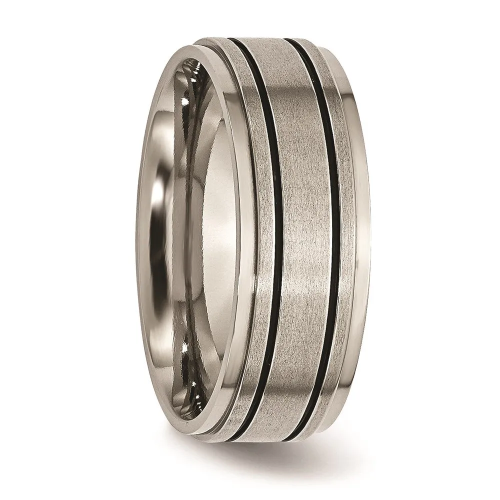 Titanium Enameled Flat 8mm Satin & Polished Band | TB337