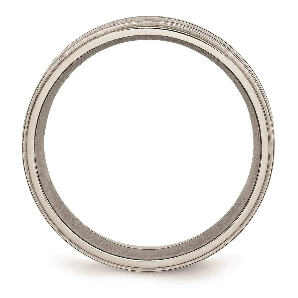 Titanium Enameled Flat 8mm Satin & Polished Band | TB337