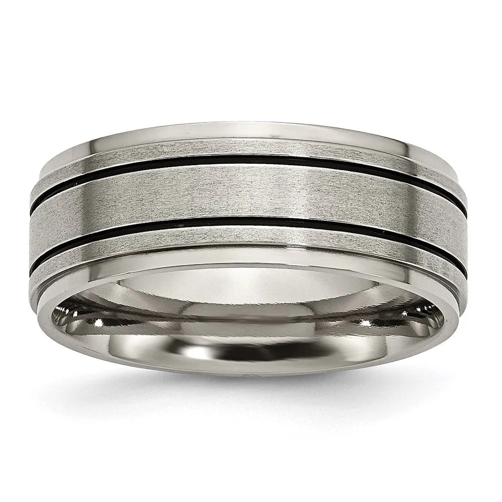 Titanium Enameled Flat 8mm Satin & Polished Band | TB337