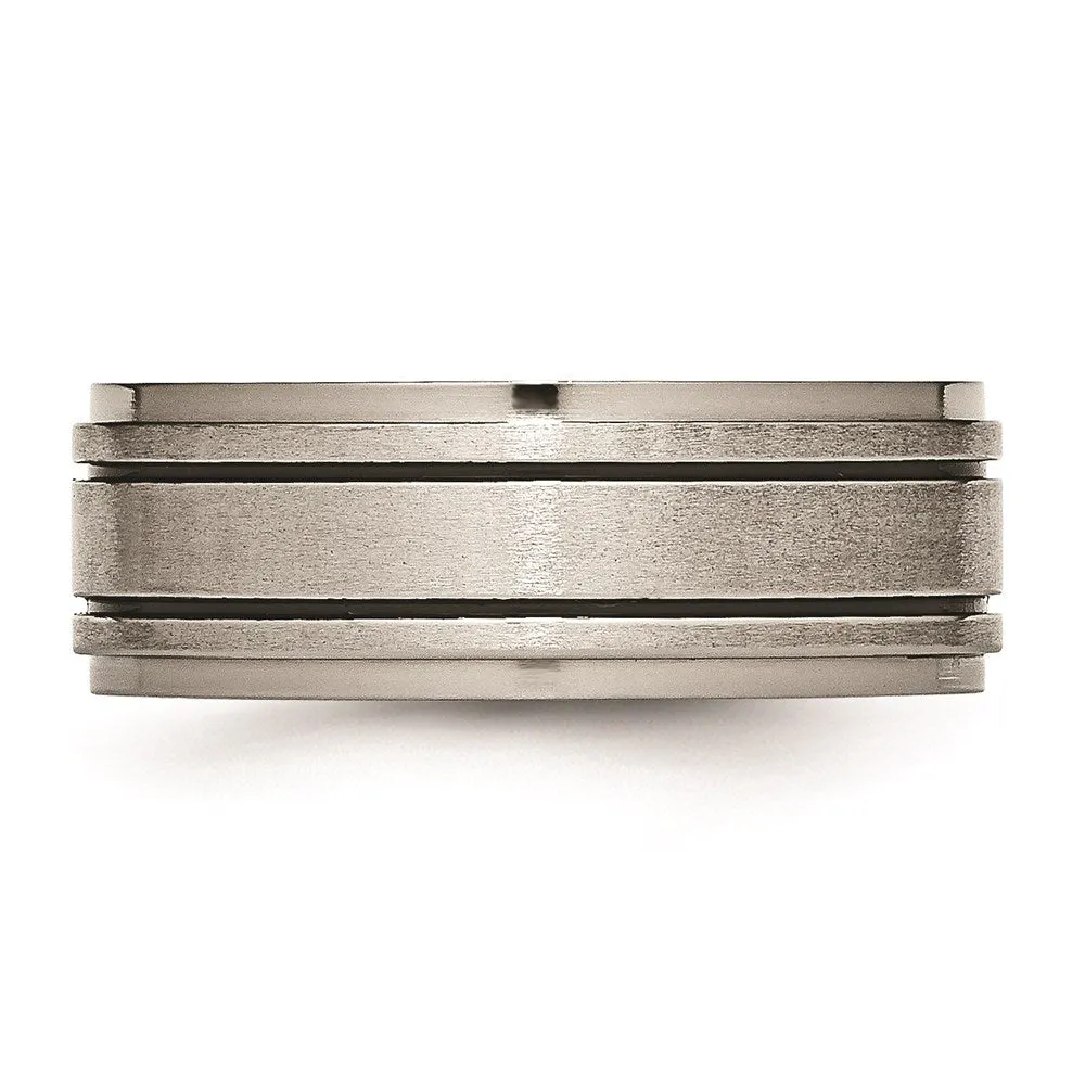 Titanium Enameled Flat 8mm Satin & Polished Band | TB337