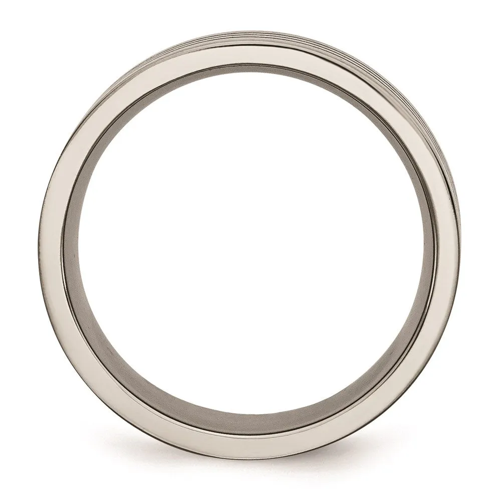 Titanium Enameled Flat 8mm Satin & Polished Band | TB348
