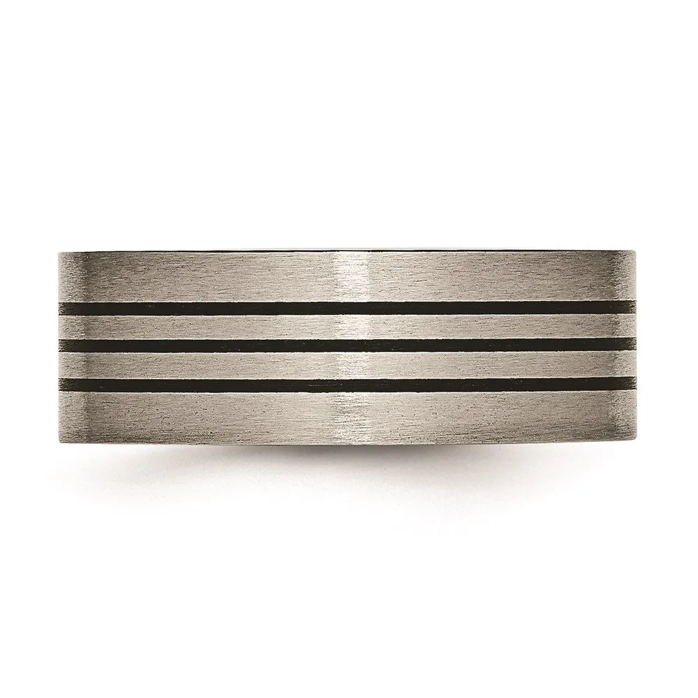 Titanium Enameled Flat 8mm Satin & Polished Band | TB348