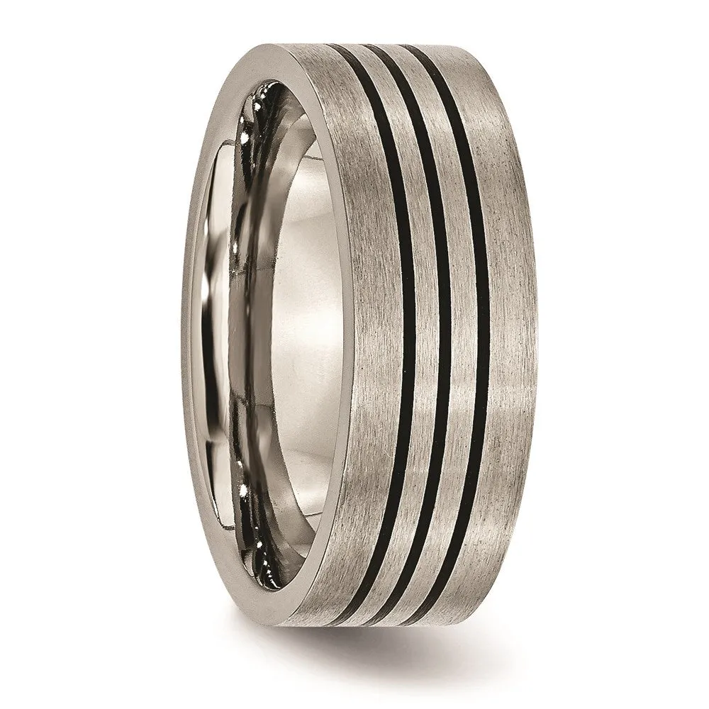 Titanium Enameled Flat 8mm Satin & Polished Band | TB348