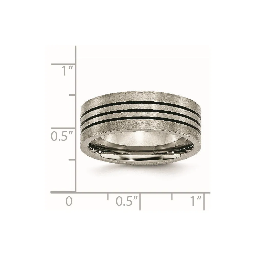 Titanium Enameled Flat 8mm Satin & Polished Band | TB348