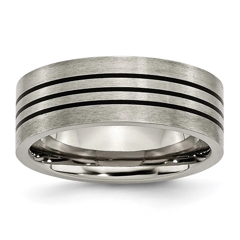Titanium Enameled Flat 8mm Satin & Polished Band | TB348