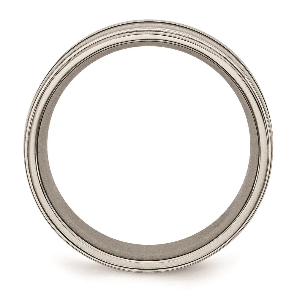 Titanium Enameled Ridged Edge 8mm Polished Band | TB231