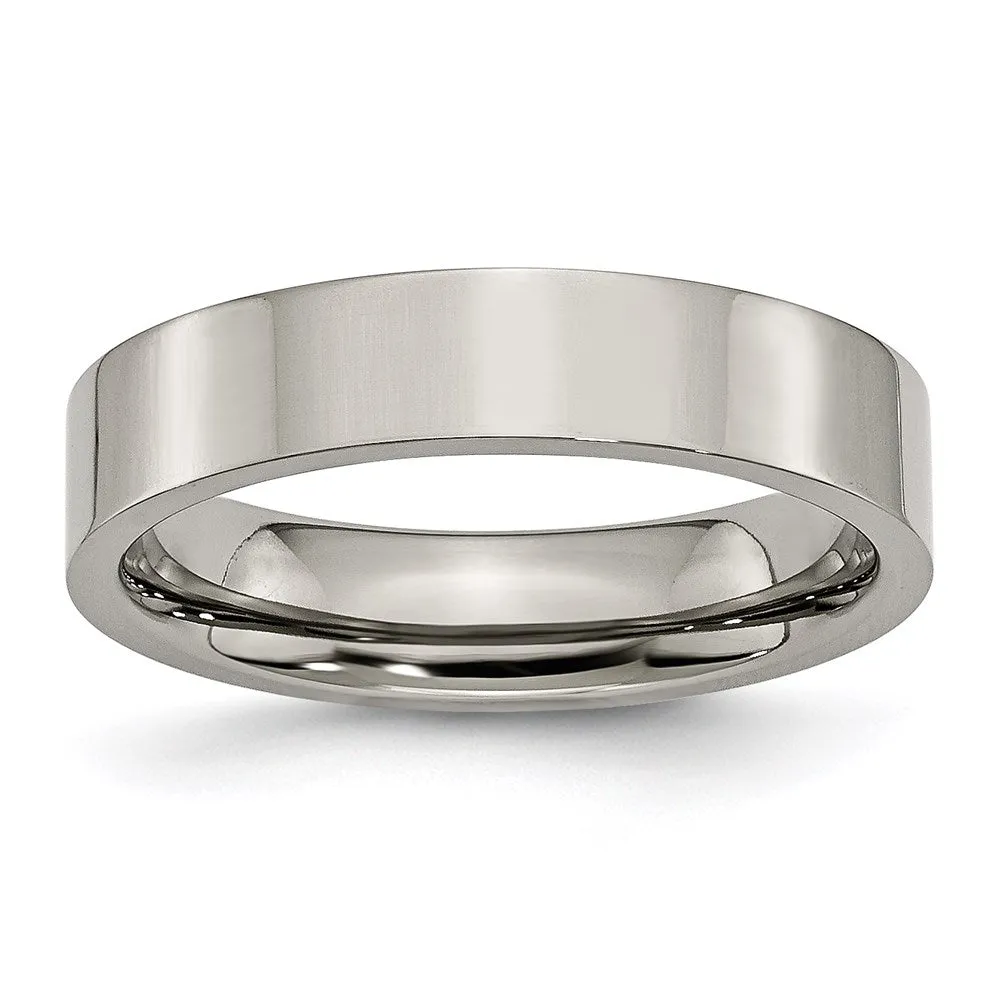 Titanium Flat 5mm Polished Band | TB155
