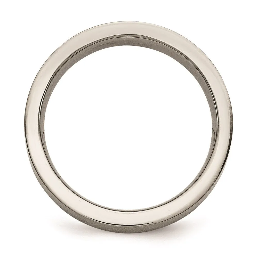 Titanium Flat 6mm Sterling Silver Inlay Brushed Band | TB369