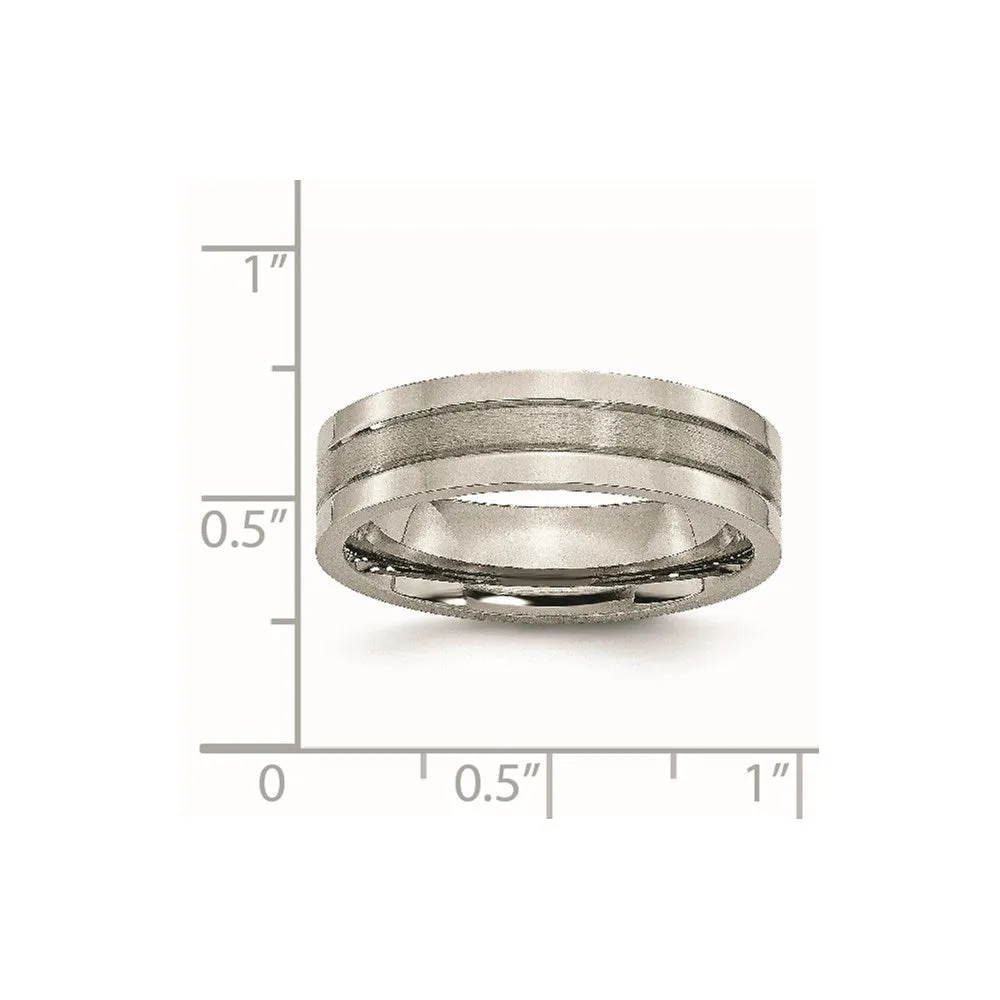 Titanium Grooved 6mm Brushed and Polished Band | TB188