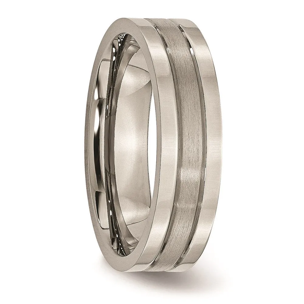 Titanium Grooved 6mm Brushed and Polished Band | TB188