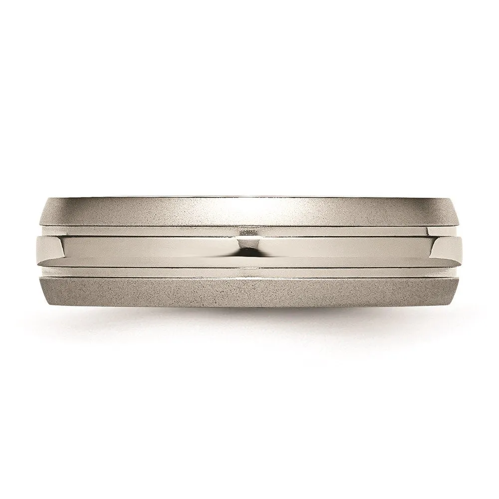 Titanium Grooved 6mm Brushed and Polished Band | TB190