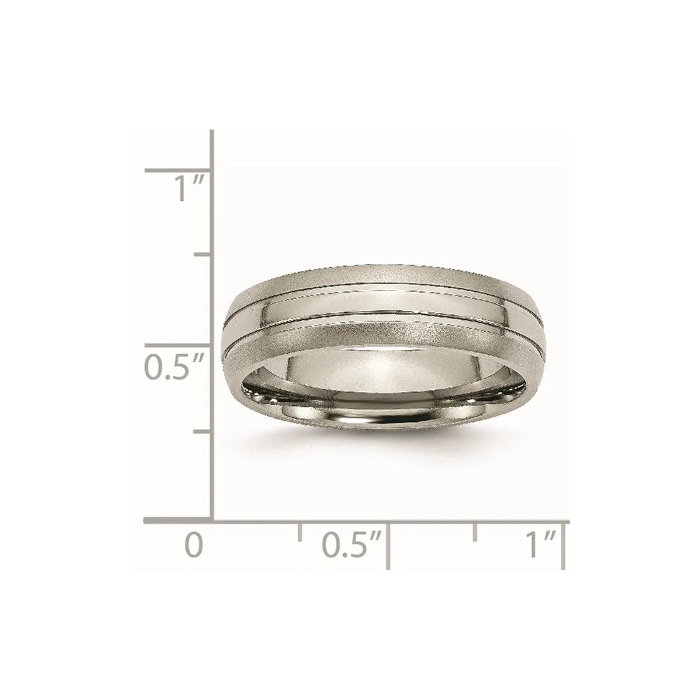 Titanium Grooved 6mm Brushed and Polished Band | TB190