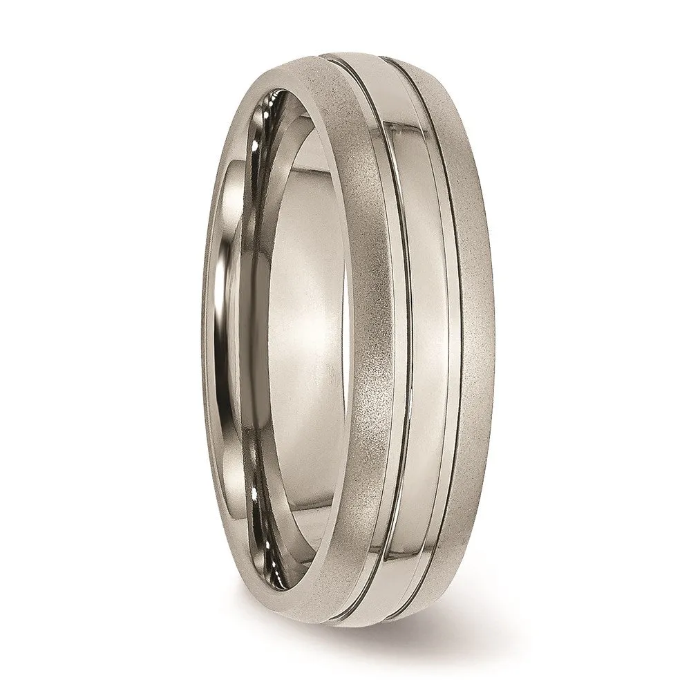 Titanium Grooved 6mm Brushed and Polished Band | TB190
