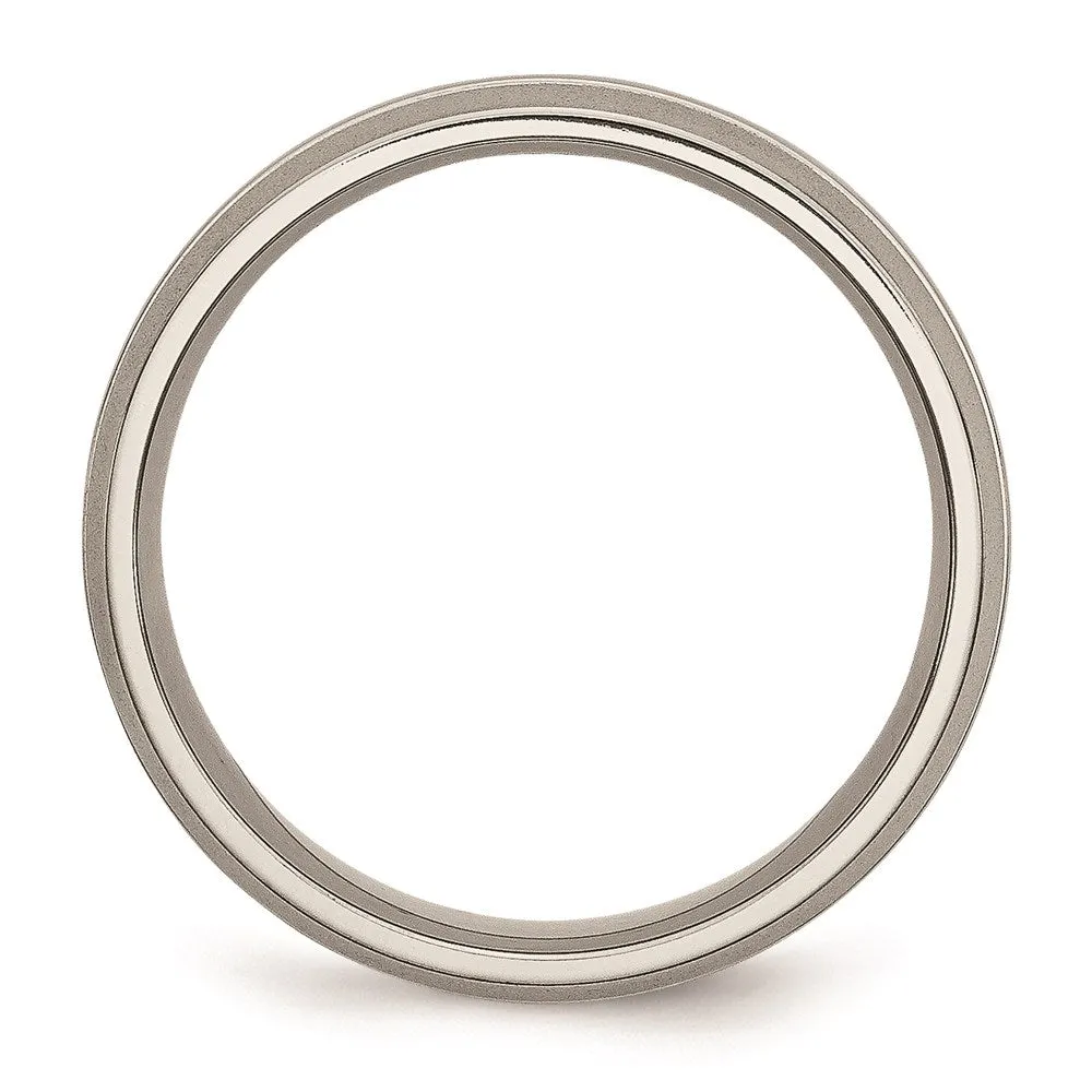 Titanium Grooved 6mm Brushed and Polished Band | TB190