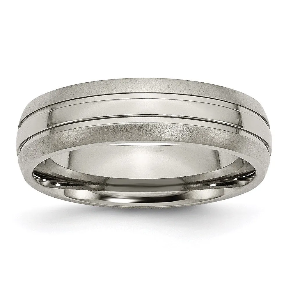 Titanium Grooved 6mm Brushed and Polished Band | TB190