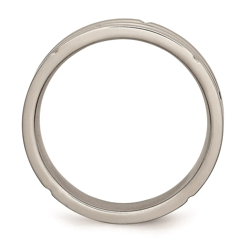 Titanium Grooved 6mm Polished and Satin Band | TB329