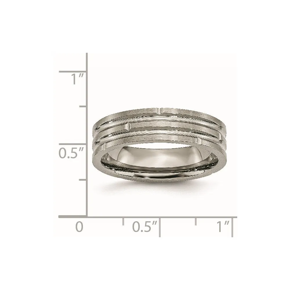 Titanium Grooved 6mm Polished and Satin Band | TB329