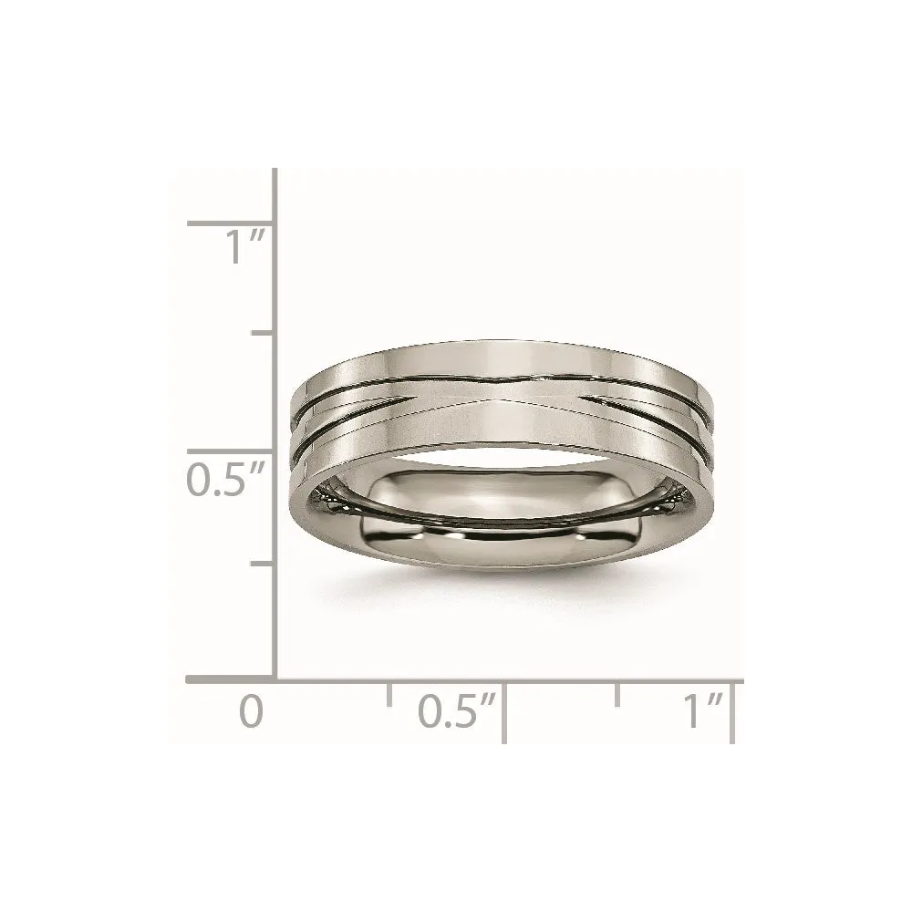 Titanium Grooved 6mm Polished Band | TB170