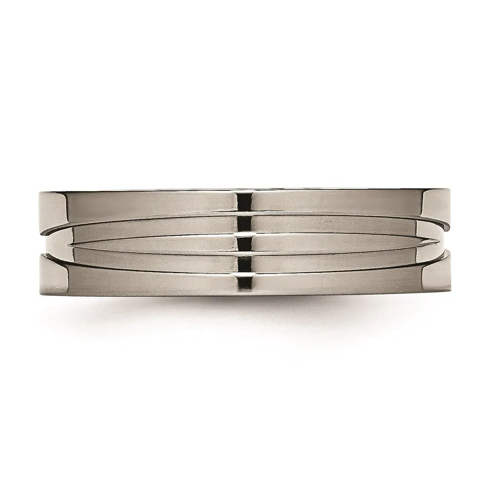 Titanium Grooved 6mm Polished Band | TB170