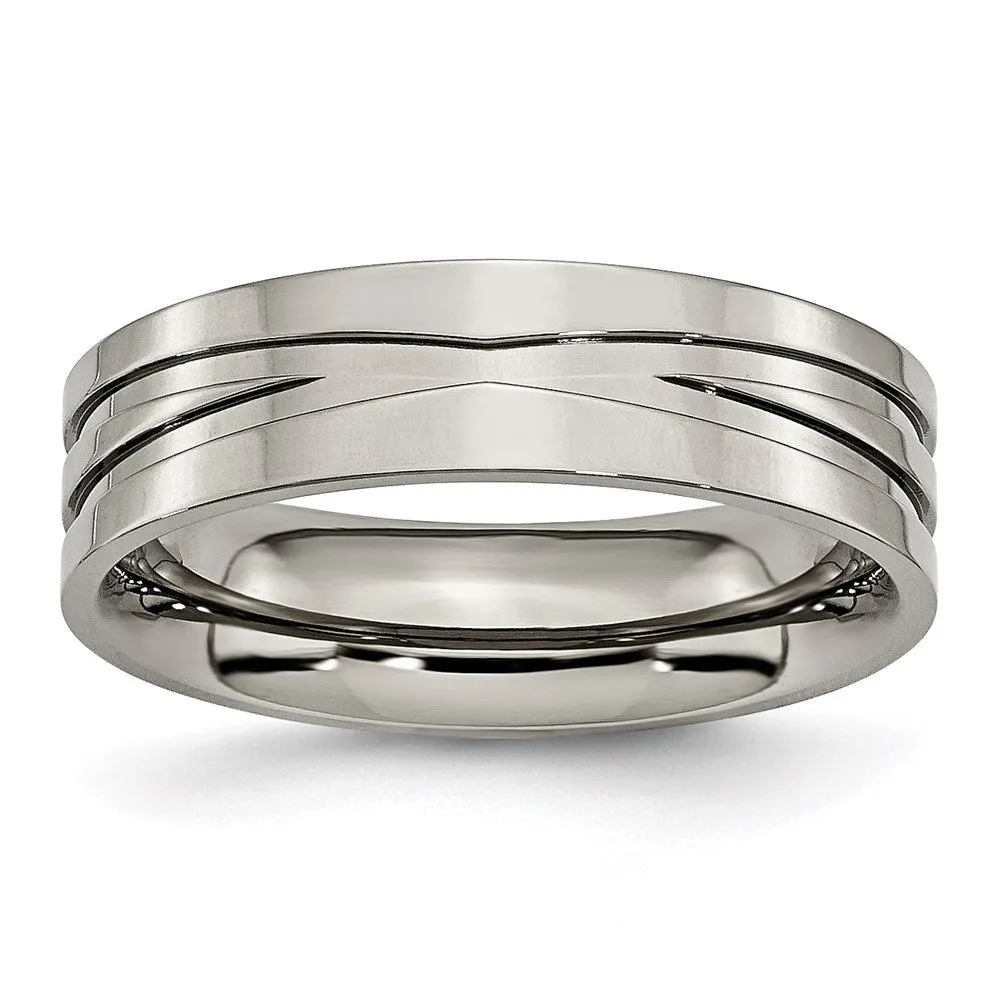 Titanium Grooved 6mm Polished Band | TB170 