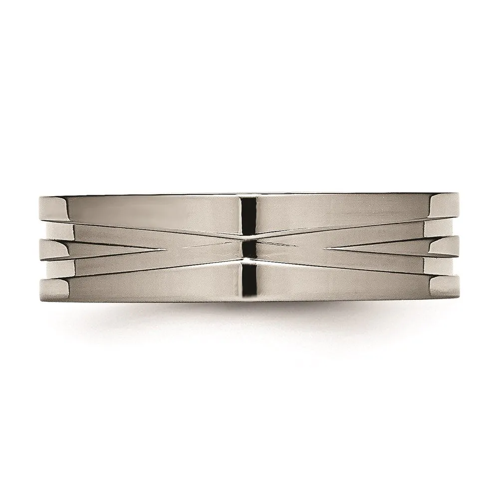 Titanium Grooved 6mm Polished Band | TB170