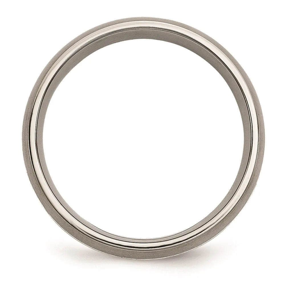 Titanium Grooved 7mm Sterling Silver Inlay Brushed/Polished Band | TB138
