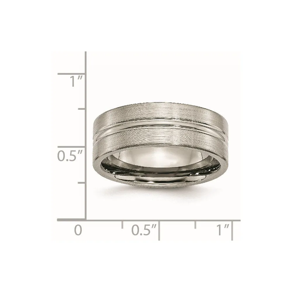 Titanium Grooved 8mm Brushed and Polished Band | TB119