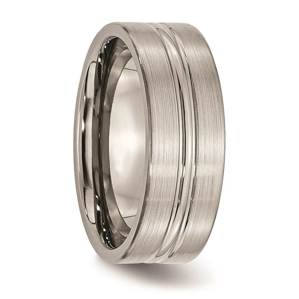 Titanium Grooved 8mm Brushed and Polished Band | TB119